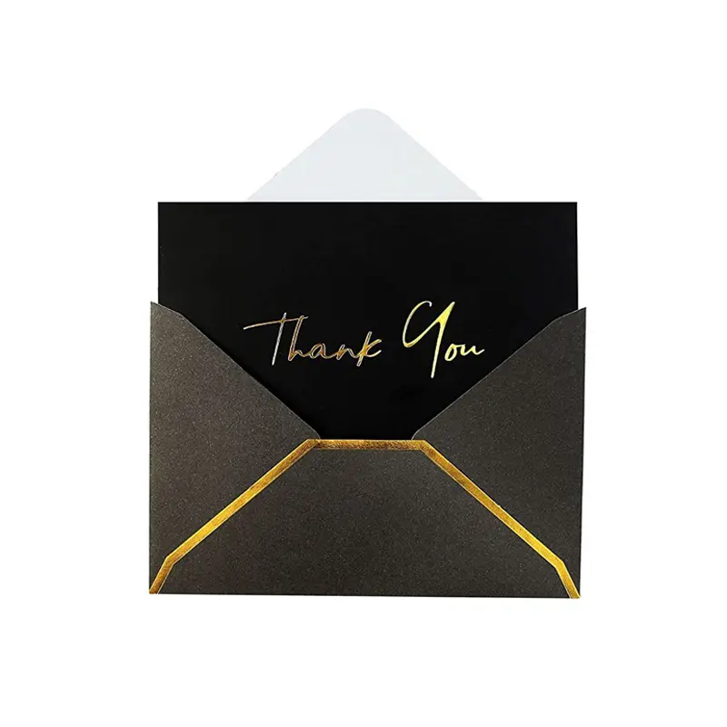 Birthday Thank You Cards Custom Gold Foil White with Envelope for Wedding Small Business Good Quality Gift Jewelry Cards