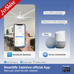 1stshine Estilo industrial Uso en gimnasio Ahorro de energía 100 pulgadas Motor de cobre CC blanco Ventilador de techo grande con luz - Product Image 6