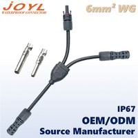 JOYL MC4 1-ke-2 Y-Branch Splitter Konektor Kabel Tahan Air 30A 1500V DC 6mm² Pin Berongga untuk PV Residensial & Komersial