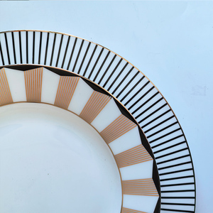 Light Luxury Hotel Dinner Plate Gold Rim On-Glazed Porcelain Dishes Wedding Event <b>Dinnerware</b> Set - Product Image 5
