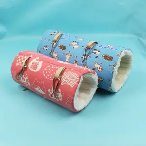 도매 애완 동물 햄스터 장난감 침대 햄스터를위한 면 인쇄 매달린 터널 - Product Image 1