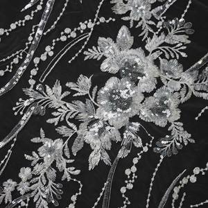 लक्जरी शादी की सफेद दुल्हन टुल फीता कपड़े के लिए उच्च अंत कढ़ाई के लिए उच्च अंत कढ़ाई - Product Image 4