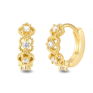 Glowluxe Floral <strong>Cluster</strong> Zircon Hoop <strong>Earrings</strong> Gold Plated Huggie <strong>Earrings</strong> Elegant Minimalist Fashion Jewelry Wholesale - Product Image 1