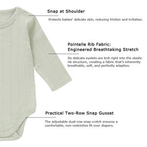 Body de Bebé de Algodón con Manga Larga y Tejido Pointelle - Mono Suave y Transpirable para Recién Nacidos, Niños y Niñas - Product Image 3