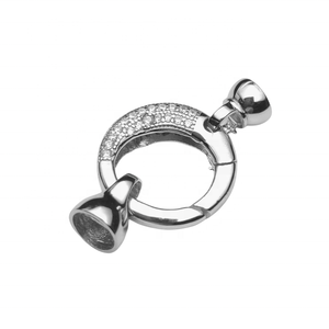 Charm redondo de plata de ley 925 al por mayor con cierres, conector de moda chapado en oro de 18k con cierre de resorte para pulsera - Product Image 1