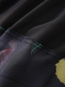 Papillon elegante <span class=keywords><strong>abito</strong></span> lungo 2025 estate da <span class=keywords><strong>donna</strong></span> con stampe floreali colorate manica corta a cascata con volant lungo <span class=keywords><strong>abito</strong></span> nero lungo in seta - Product Image 6