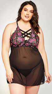 Conjunto de Lencería de Encaje para Mujer, Talla XXXL, con Tanga a Juego, Conjunto de Ropa Interior Sexy Deep <span class=keywords><strong>Love</strong></span>, Talla Grande - Product Image 6