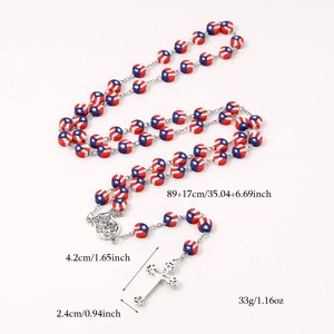 Rosario Americano con Crocifisso, Collana con Perline di <span class=keywords><strong>Preghiera</strong></span> Cattoliche, Regalo Patriottico per Uomo e Donna, Stile Quotidiano - Product Image 5