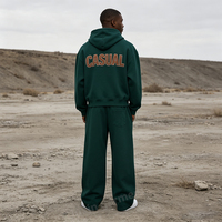 Ensemble survêtement homme en molleton épais et coton, broderie chenille, coupe oversize, pull à capuche et pantalon de jogging, vente en gros