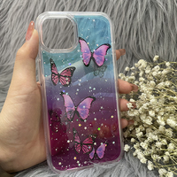 Étui de téléphone de luxe antichoc et étanche en PC+TPU avec porte-cartes et impression papillon électroplaqué pour iPhone 15/16 Pro Max
