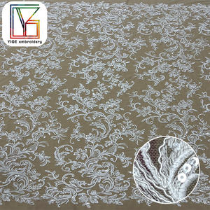 Neues Design Braut schnur Bestickte Pailletten Mesh Spitzens toff Hochwertige Pailletten Stickerei Tüll Spitzens toff für Hochzeits kleid - Product Image 1