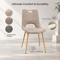 Chaise rembourrée à dossier en forme de cuillère, avec dossier incurvé et pieds effilés, pour salle à manger, maison, hôtel, restaurant