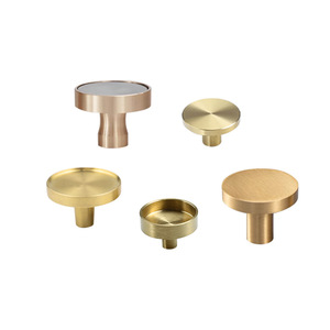 Brass Round Drawer Handle <b>Single</b> Hole Minimalist Furniture Knob For Kitchen Cabinet <b>Wardrobe</b> Door - Product Image 2