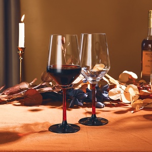 Gobelet en verre cristal sans plomb classique Verre de dégustation Tige colorée Base noire Verres à vin rouge - Product Image 2