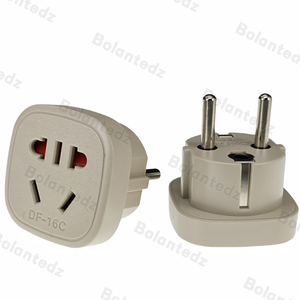อะแดปเตอร์ปลั๊ก US/EU TO EU 2หมุดกลมพร้อมที่ป้องกันความปลอดภัยประตูเยอรมันปลั๊กยุโรปฝรั่งเศสตัวผู้และตัวเมีย - Product Image 2
