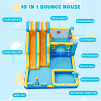 Structure gonflable aquatique FBSPORT, château gonflable avec toboggan aquatique, parc aquatique gonflable avec double toboggan pour enfants