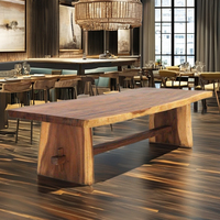 Table à manger rectangulaire en bois de suar de haute qualité, fabriquée à la main, sans chaises, directement d'Indonésie - pour les restaurants