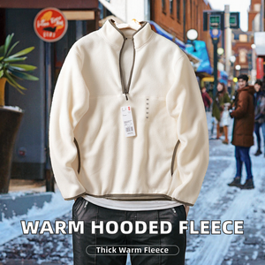 Unisex Half Zip Polar Fleece <b>Jacket</b> High Street High Quality Warm Soft Long Stand Collar Loose Fit Winter Fleece <b>Jacket</b> - Product Image 2