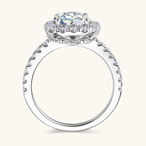 Anillo de Lujo de Plata 925 con Moissanita de 8mm y 2.0ct, Apilable, Anillo de Compromiso y Boda con Halo Cuadrado de 2CT para Mujer - Product Image 2