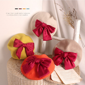 Bonnet d'artiste chaud d'hiver de Style français avec grand nœud 2-6 ans <span class=keywords><strong>petit</strong></span> bébé enfants bébé fille béret chapeau - Product Image 3