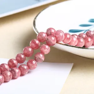 Argentinian Rhodochrosite Gemstone Loose Beads Round Crystal Energy Stone Power Beads For Jewelry Making