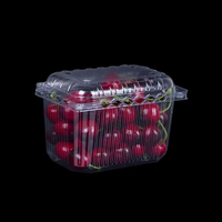 Boîte de récolte de fruits en plastique PET à clapet, conteneur d'emballage de raisin recyclable de 1000 g, vente en gros, couvercle à charnière, panier, États-Unis