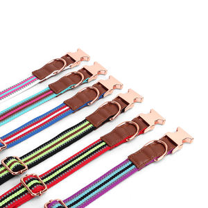 Collar romano de alta resistencia para perro, Hardware de entrenamiento de cuero y Metal, oro rosa a granel, diseño personalizado, reflectante, Collar grande de nailon para perro - Product Image 4