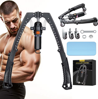 Rodillo de Ejercicio Hidráulico 2 en 1 para Entrenamiento de Fuerza de Brazos, Ajustable de 22-440 Libras, de Acero, para Ejercicio Corporal en Casa