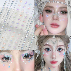 3D iridiscente girasoles cristal diamante cara pegatinas cristal flor Rhinestone Facial pegatina ojo cuerpo DIY fiesta cara gemas - Product Image 4