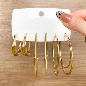 VKME – ensemble de boucles d'oreilles en métal pour femmes, créoles en alliage torsadées, grand cœur rond géométrique, Huggie, <span class=keywords><strong>2022</strong></span> - Product Image 2