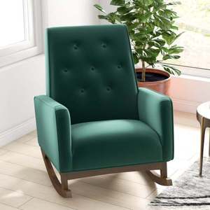 Fauteuil à bascule élégant et moderne Demetrius en bois massif avec structure en bois massif, durable et portable pour salon, chambre et salle à manger - Product Image 2