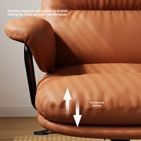 Chaise de bureau ergonomique vintage en cuir véritable avec support lombaire, dossier réglable et pivotant pour BGY021