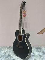 Gitar Hitam 40 41 Inch Cutaway dengan Kayu Spruce untuk Bagian Belakang dan Samping, Kayu Mahoni untuk Leher, Kayu Rosewood untuk Fingerboard, 6 Senar, Tanpa Pickup