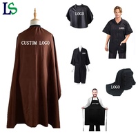 Cape de salon imperméable en polyester de haute qualité, professionnelle, anti-adhésive, pour la coupe de cheveux, la coiffure, cape de barbier noire avec logo personnalisé