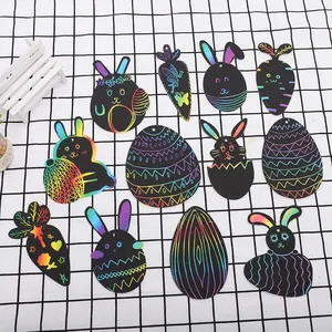 ขายส่งเด็ก DIY กระต่ายออกแบบมายากลสีรุ้งรอยขีดข่วนศิลปะกระดาษ