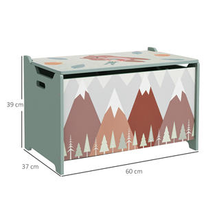 Zonekiz กล่องของเล่นเด็กที่มีฝาปิดและบานพับเพื่อความปลอดภัยใน MDF ขนาด60x37x39ซม. สีเขียว - Product Image 3