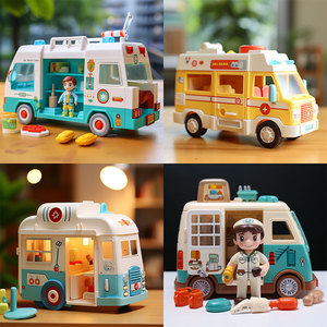 Juego de juguetes de ambulancia y médico para niños, kit médico de plástico para niñas de 2 a 4 años - Product Image 1