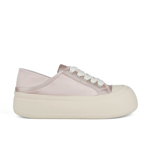 Zapatillas de mujer con cordones estilo coreano, de satén de seda, con punta redonda y suela gruesa, de gran tamaño, novedad 2026 - Product Image 1