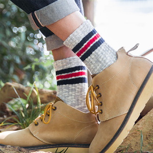 Men's Mid Calf Cotton <b>Socks</b> Light Gray Stripes Warm Autumn Winter Outdoor Sports <b>Socks</b> Size 39-44 - Product Image 2