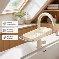 Organisateur de cuisine robuste antidérapant pour évier, support de rangement pour robinet, pour savon et éponge, utilisation en salle de bain
