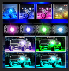 Hot 8/12 Pod underglow Kit với BT app điều khiển nhấp nháy chế độ âm nhạc bánh xe cũng ánh sáng RGB LED Rock Lights đối với xe tải ATV UTV - Product Image 5