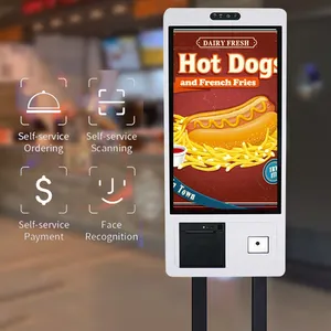 21.5 24 32 inç restoran otomatik dokunmatik ekran katılımsız kendinden sipariş Self servis ödeme Kiosk makinesi Android /Win kiosk