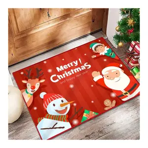 Christmas Season Doorway Carpet Bathroom Balcony Upholstery Carpet Santa Claus Christmas Elements Artificial Wool