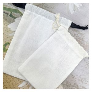 Sacs à cordon en lin personnalisés en gros, emballage cadeau, logo personnalisé, petit sac à poussière à cordon - Product Image 1