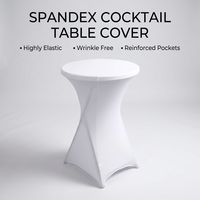 Housse de table cocktail en spandex - Nappe ronde extensible pour table haute avec poches renforcées pour les pieds, idéale pour les mariages, les fêtes et les événements