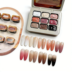 Ensemble de vernis gel en 9 couleurs, gel UV LED translucide nude brun pour <span class=keywords><strong>manucure</strong></span> française <span class=keywords><strong>et</strong></span> nail art - Product Image 1