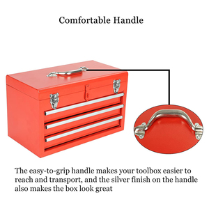 Heavy Duty Cold <strong>Rolling</strong> Steel 3-Drawer Stainless Steel Handles <strong>Storage</strong> Cabinet Garage Mechanic Organizer <strong>Tool</strong> Box - Product Image 3