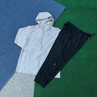 Nouvelle veste de sport à capuche pour homme, style trench-coat, pantalon extensible, léger, respirant, anti-transpiration, toutes saisons
