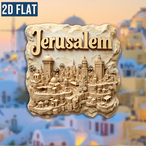 Imán <span class=keywords><strong>de</strong></span> Jerusalén (1 unidad) - Mapa vintage <span class=keywords><strong>de</strong></span> Oriente Medio con la <span class=keywords><strong>Torre</strong></span> <span class=keywords><strong>de</strong></span> <span class=keywords><strong>David</strong></span>, el Monte Templo y la Pared Lágrima - Paisaje urbano marrón - Resistente - Product Image 2