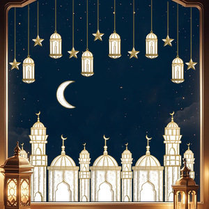 Pegatinas de Pared con Diseño de Castillo, Luna y <span class=keywords><strong>Estrellas</strong></span> para el Festival de <span class=keywords><strong>Oriente</strong></span> Medio, Decoraciones Islámicas Musulmanas para el Hogar, Pegatinas de Pared para Eid Mubarak - Product Image 2